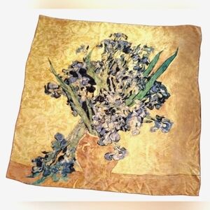 Vincent Van Gogh Irises 💯 Silk Floral Scarf Vintage
